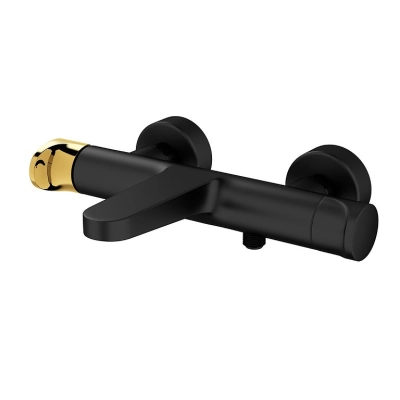 Змішувач для ванни та душу Cersanit INVERTO чорний + ручка золото